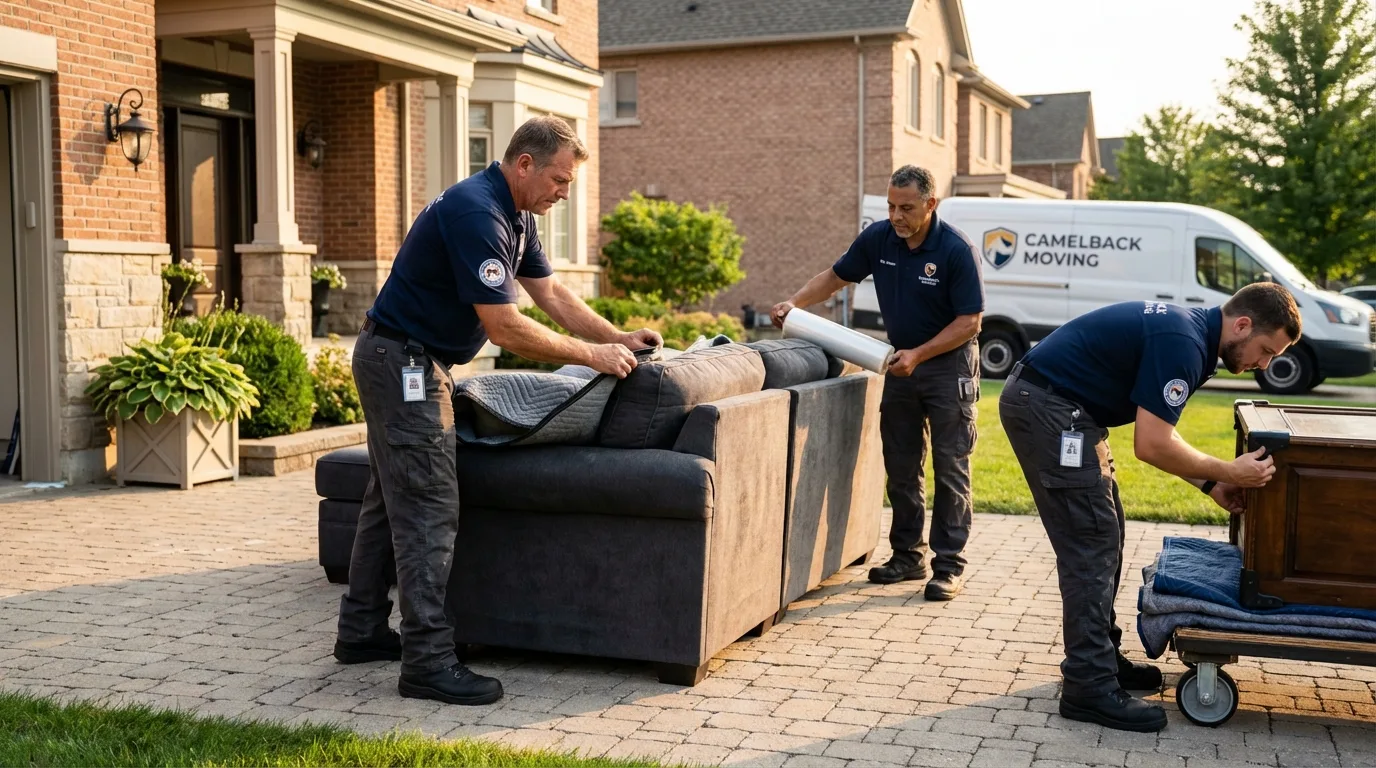 Large estate moving crew wrapping furniture in Lancaster, TX